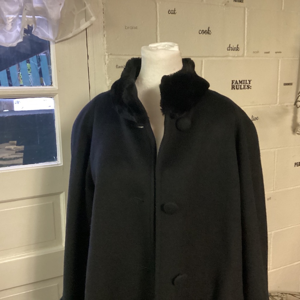 Albert Nipon Wool Long Coat Size 10 Black - image 4